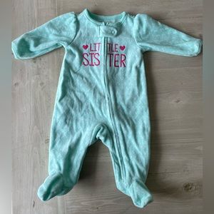 NEW Little Sister Sleeper - Carters - Newborn Footie - Mint Green